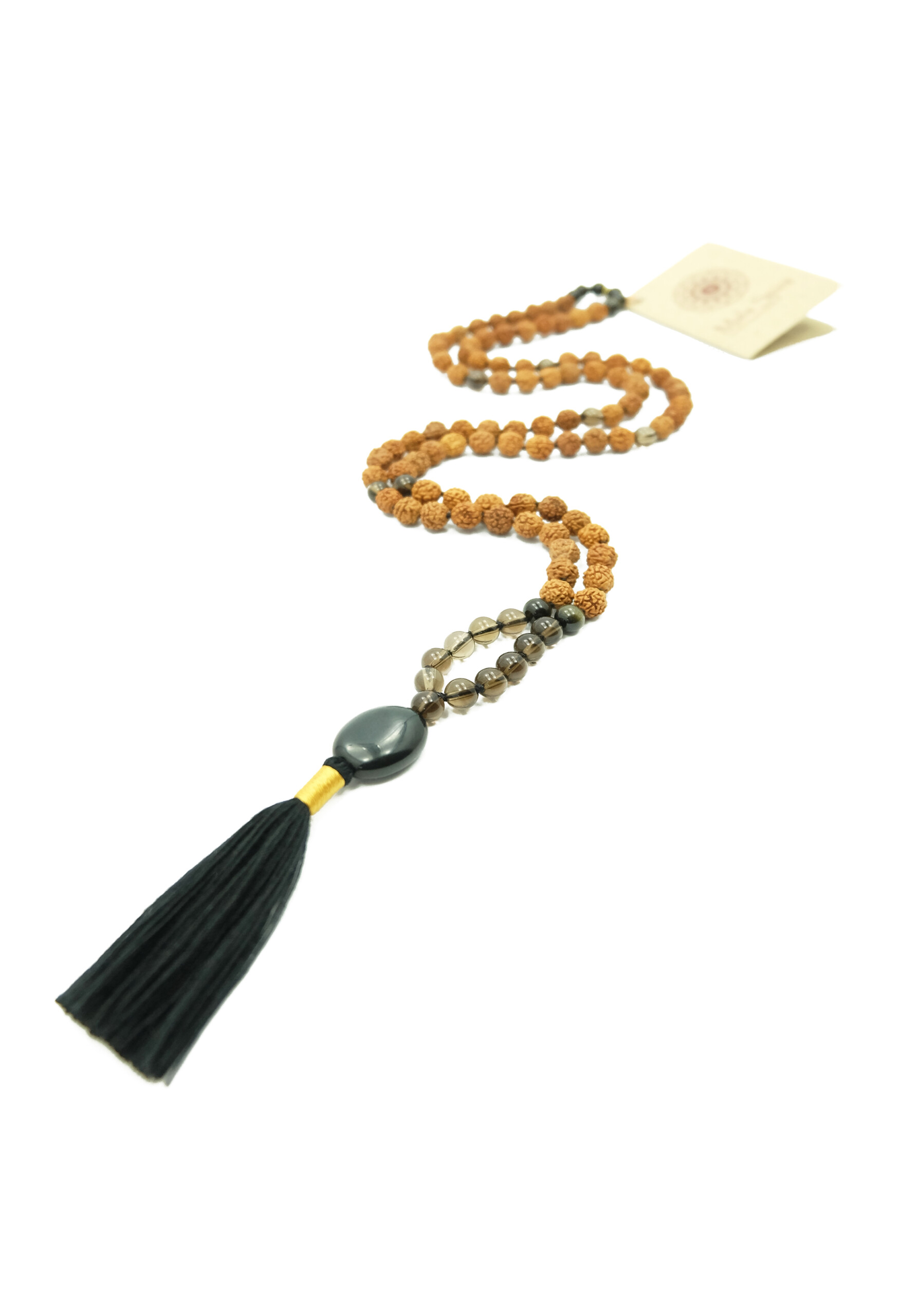 Obsidian und Rauchquarz Mala Kette