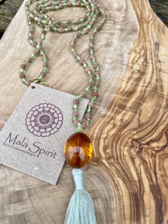 Peridot amber mala