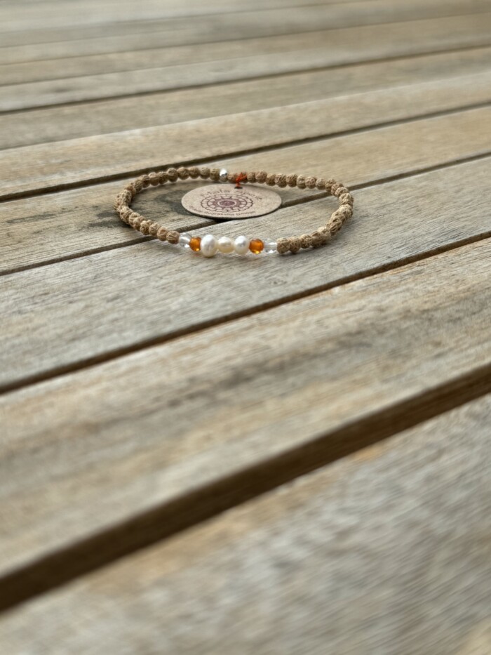 Kristal parel amber armband met rudrani