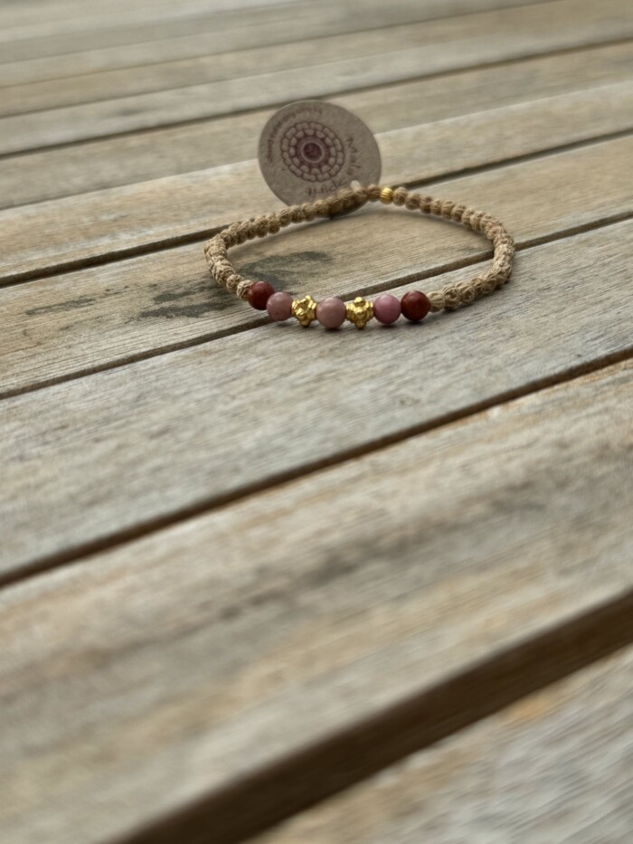 rudrani bracelet with red jasper and rhodonite